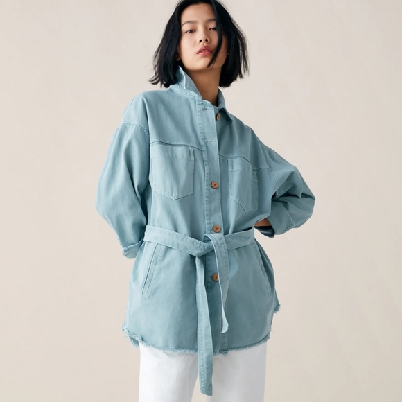 belted denim jacket zara